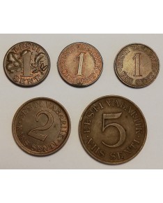 Estija/Eesti/Estonia. 1922-1939 m. monetų rinkinys, 21 vnt. Kokybė aUNC-XF