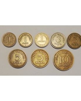 Estija/Eesti/Estonia. 1922-1939 m. monetų rinkinys, 21 vnt. Kokybė aUNC-XF