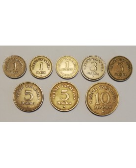 Estija/Eesti/Estonia. 1922-1939 m. monetų rinkinys, 21 vnt. Kokybė aUNC-XF