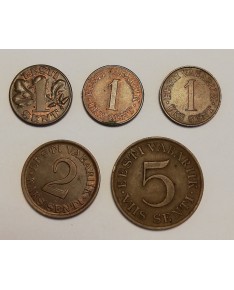 Estija/Eesti/Estonia. 1922-1939 m. monetų rinkinys, 21 vnt. Kokybė aUNC-XF